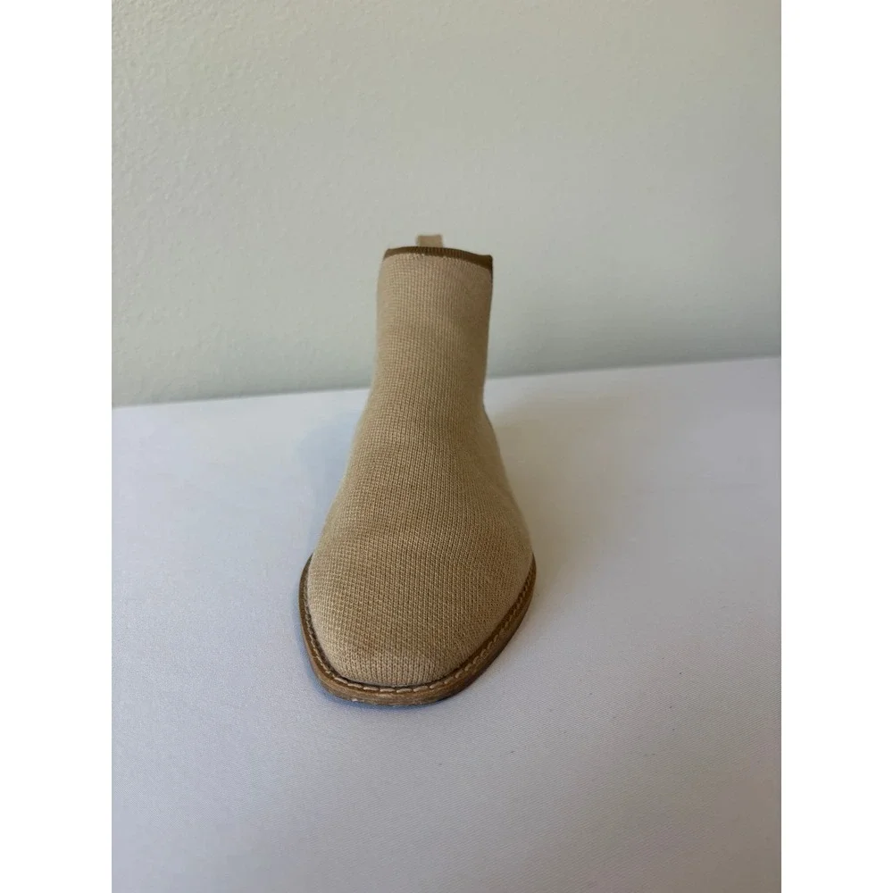 Rothys The Merino Chelsea Tan Knit Ankle Boots Womens 8 Eco Friendly Pull On